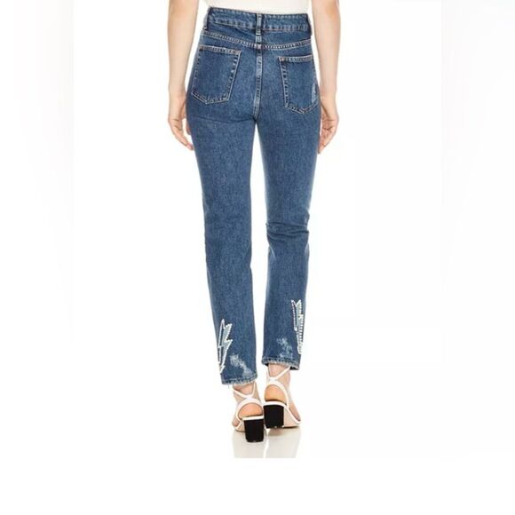 Sandro Jeans size 36 high waist lightening inserts - Picture 2 of 7